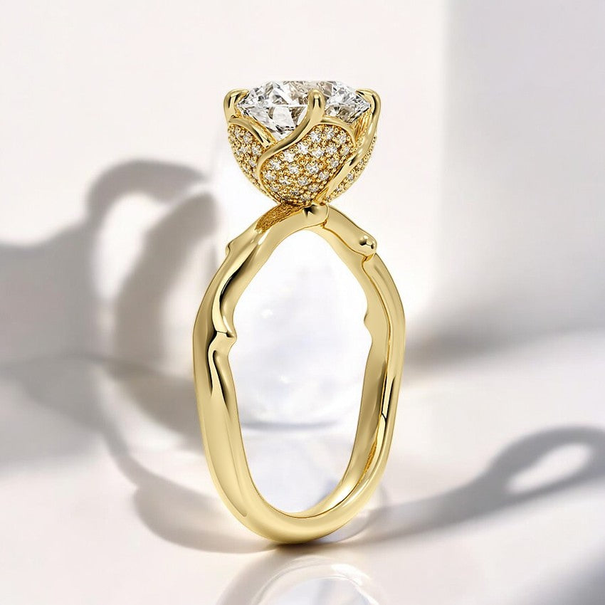 Rose Hidden Accent Lab Grown Diamond Engagement Ring - A Bold Statement of Individuality