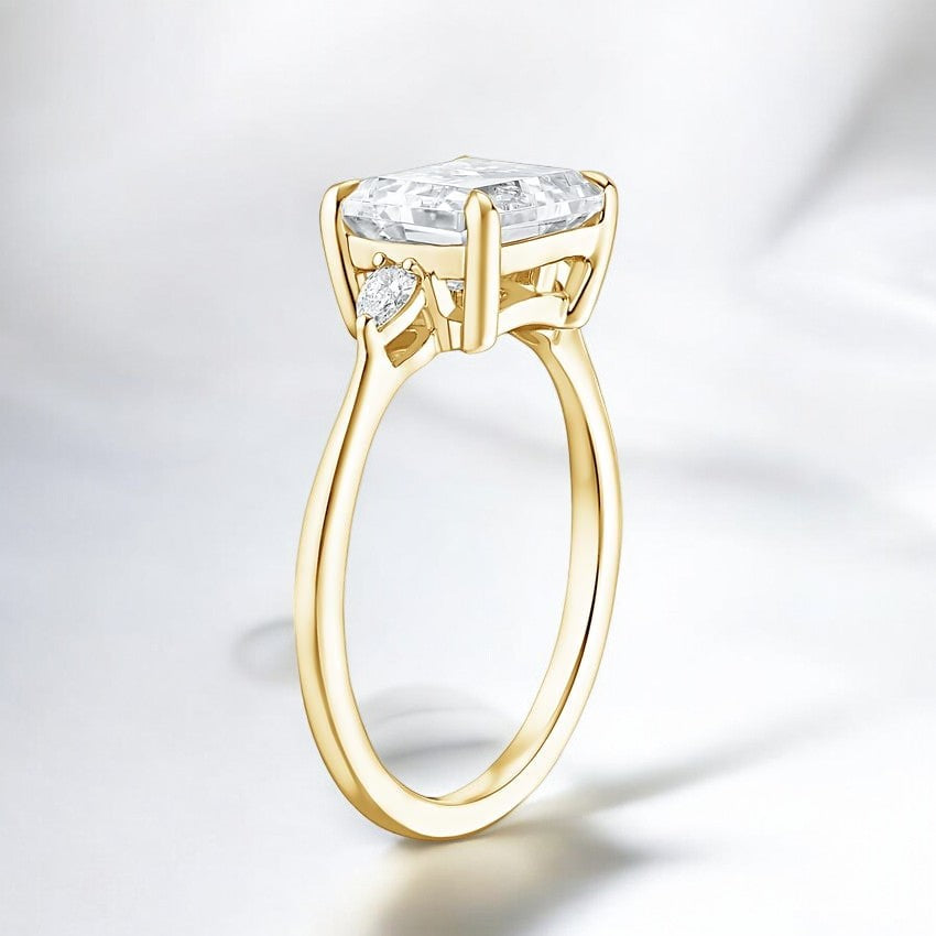 East-West Three Stone Lab Grown Diamond Engagement Ring