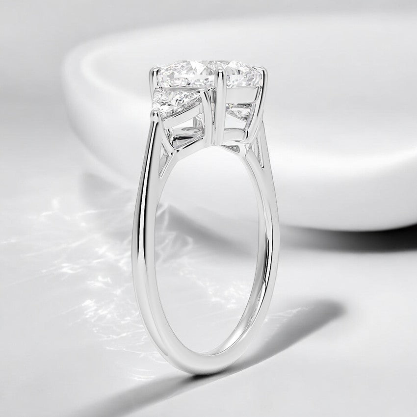 Trillion Cut Three Stone Lab Grown Diamond Engagement Ring