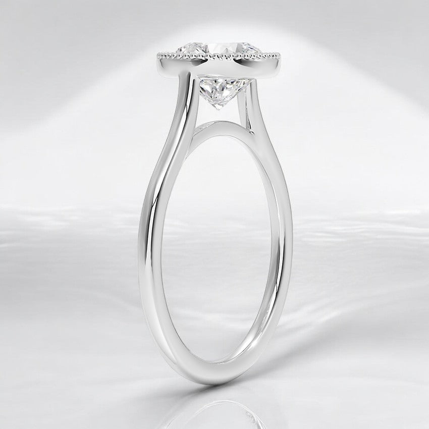 Bezel Lab Grown Diamond Engagement Ring - Intricately Designed for Modern Brides