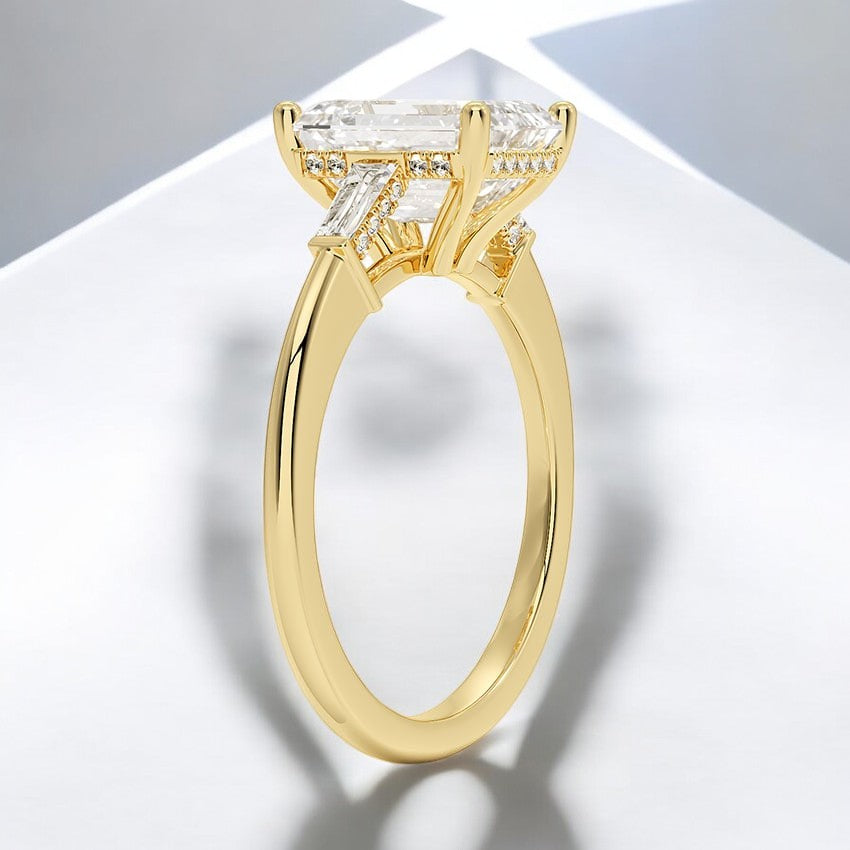 Tapered Baguette Three Stone Lab Grown Diamond Engagement Ring