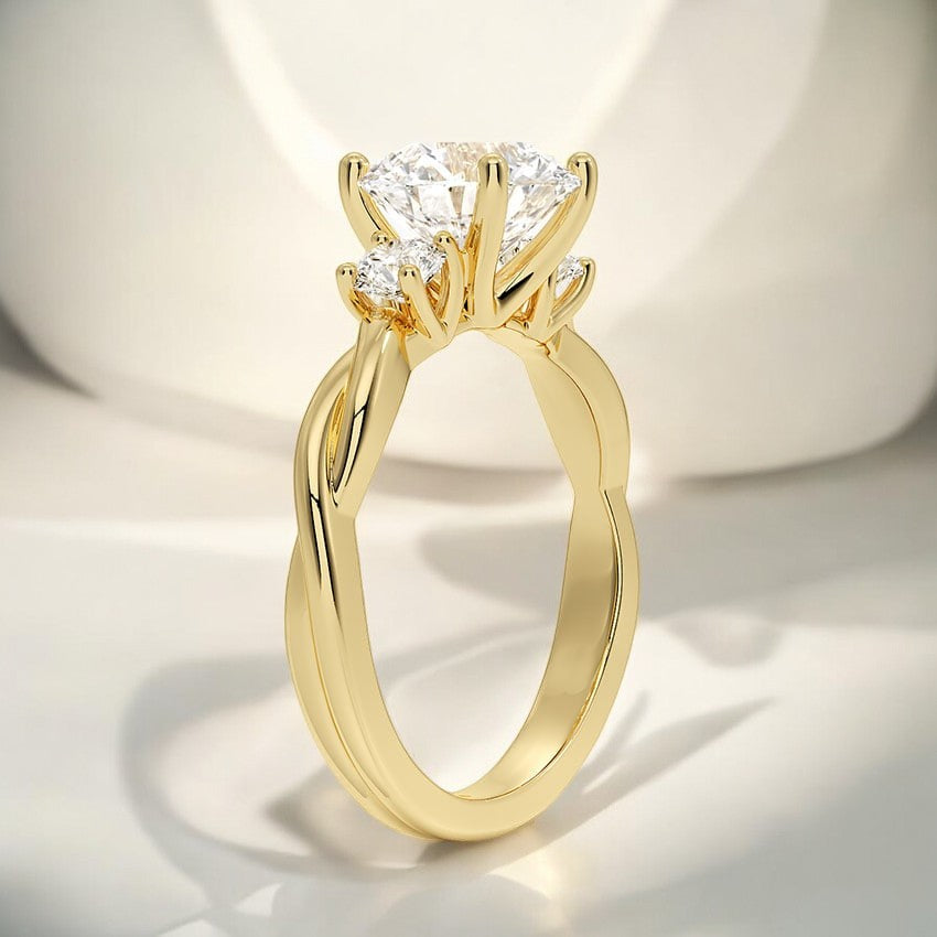 Twisted Vine Three Stone Lab Grown Diamond Engagement Ring - An Inspired Classic for Modern Romance