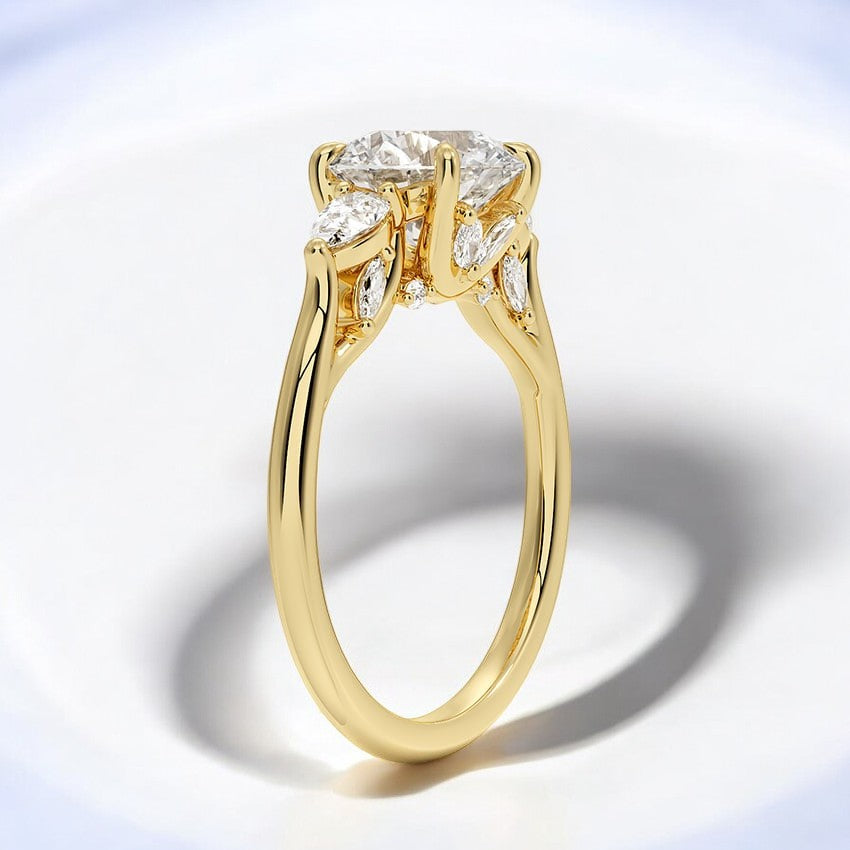 Three Stone Lab Grown Diamond Engagement Ring - Modern Sophistication with Vintage Charm