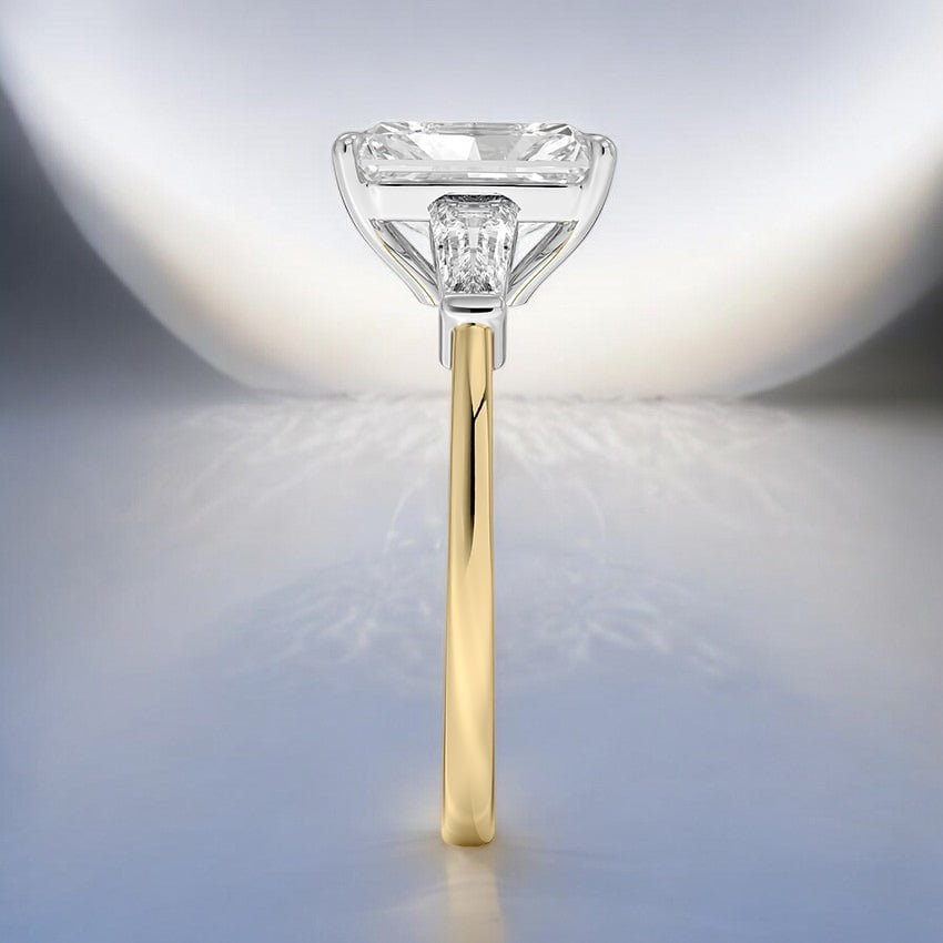 Mixed Metal Symphony Three Stone Lab Grown Diamond Engagement Ring