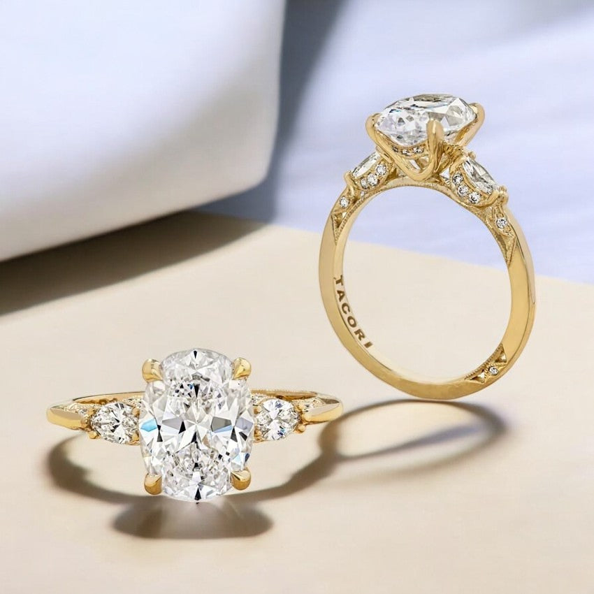 Three Stone Marquise Lab Grown Diamond Engagement Ring