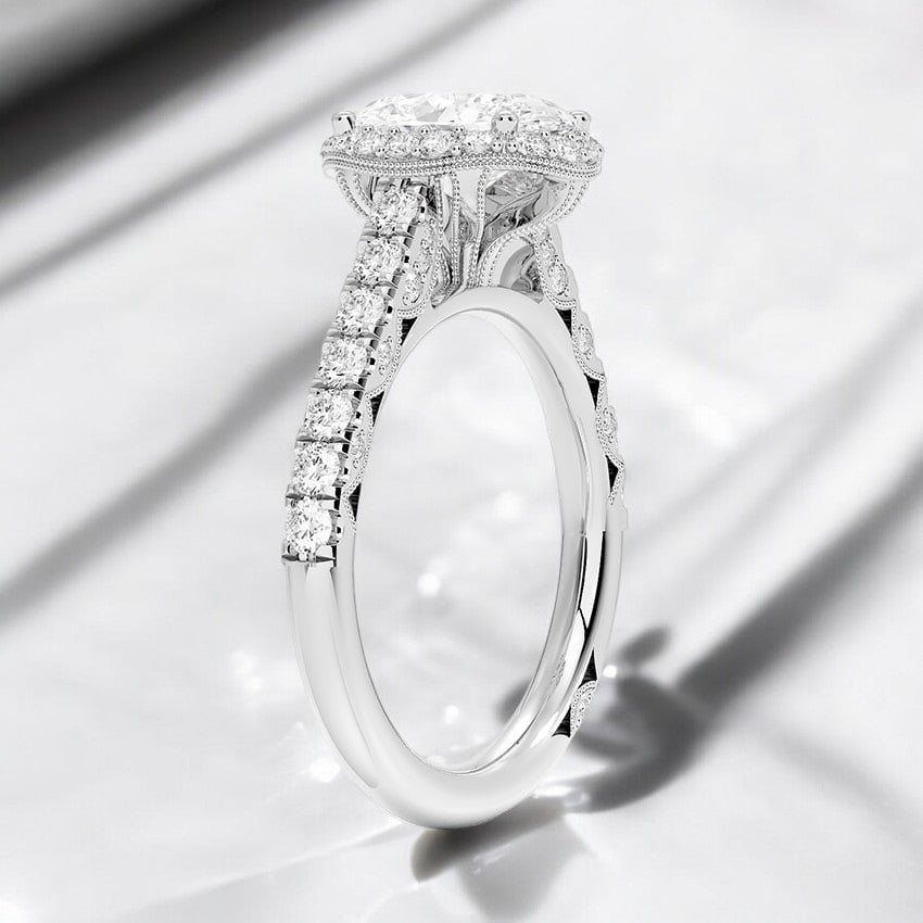 Crescent Lab Grown Diamond Engagement Ring - A True Masterpiece of Design