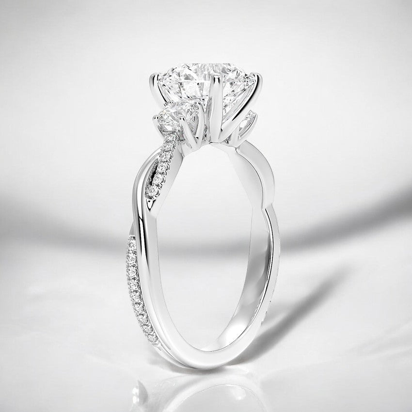 Petite Twisted Vine Three Stone Lab Grown Diamond Engagement Ring