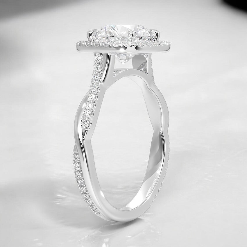 Petite Twisted Vine Halo Lab Grown Diamond Engagement Ring - A Touch of Elegance in Every Detail