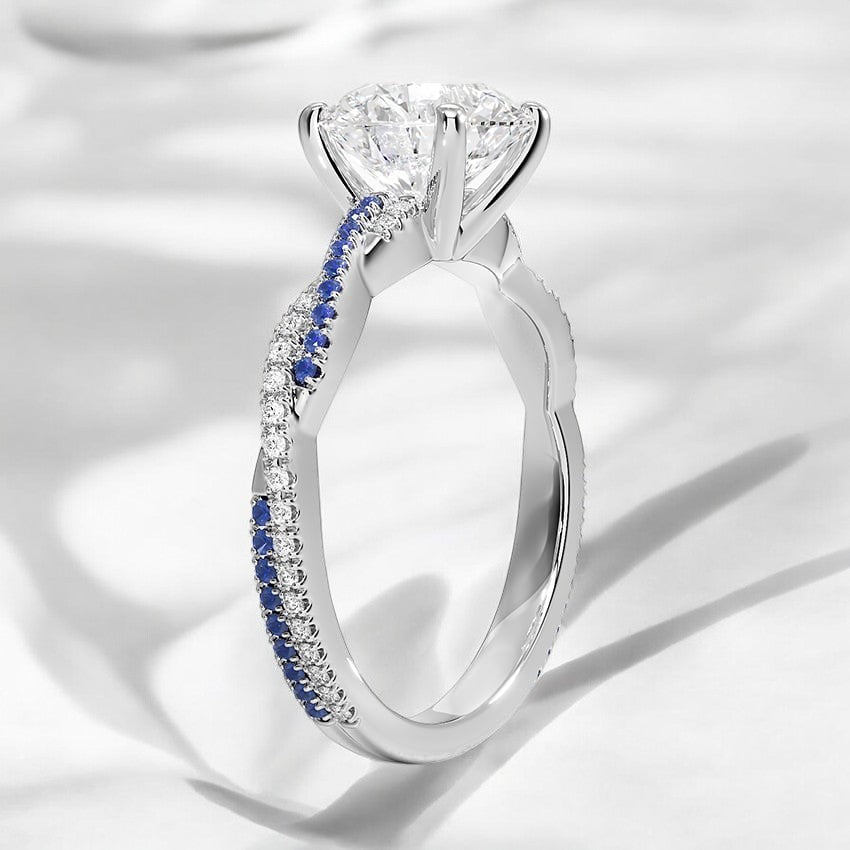 Twisted Vine Sapphire and Lab Grown Diamond Engagement Ring - A Graceful Design for Every Moment