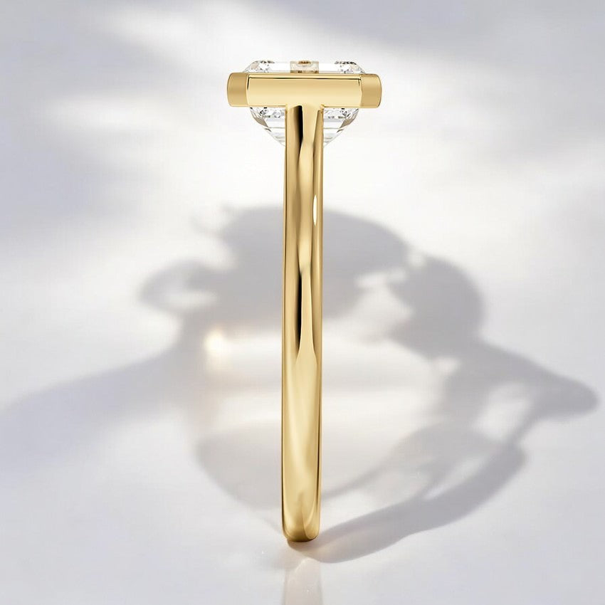 East-West Bezel Solitaire Lab Grown Diamond Engagement Ring - Crafted to Perfection for Your Special Day