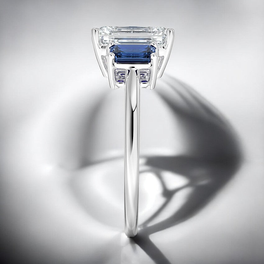 Luxe Three Stone Sapphire Engagement Ring