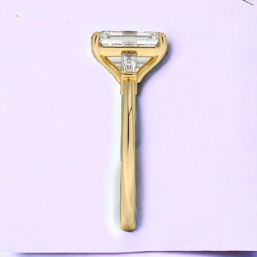 Tapered Baguette Three Stone Lab Grown Diamond Engagement Ring