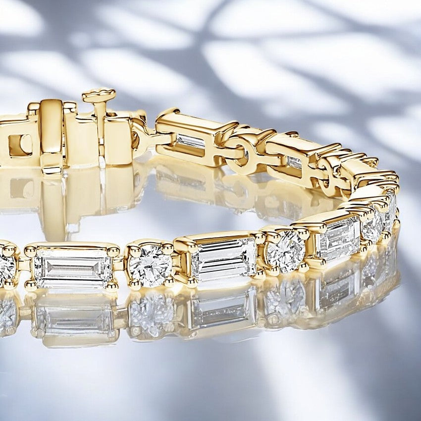 Yellow Allegra Baguette and Round Lab Diamond Tennis Bracelet