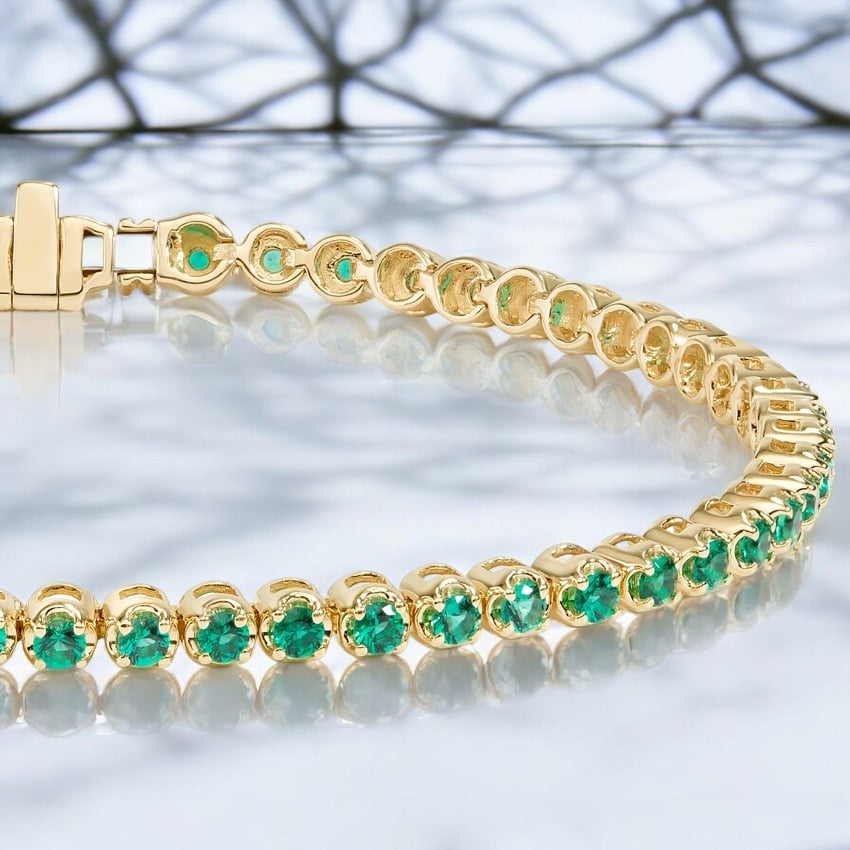 Yellow Lab Grown Emerald Tennis Bracelet