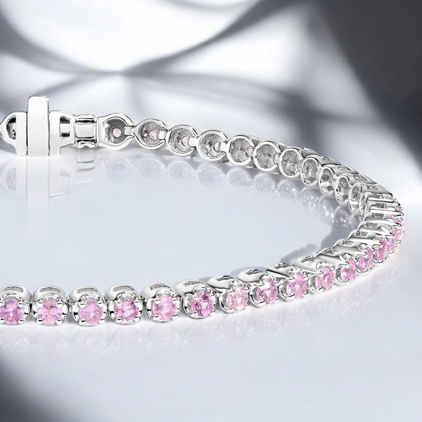 White Pink Sapphire Tennis Bracelet