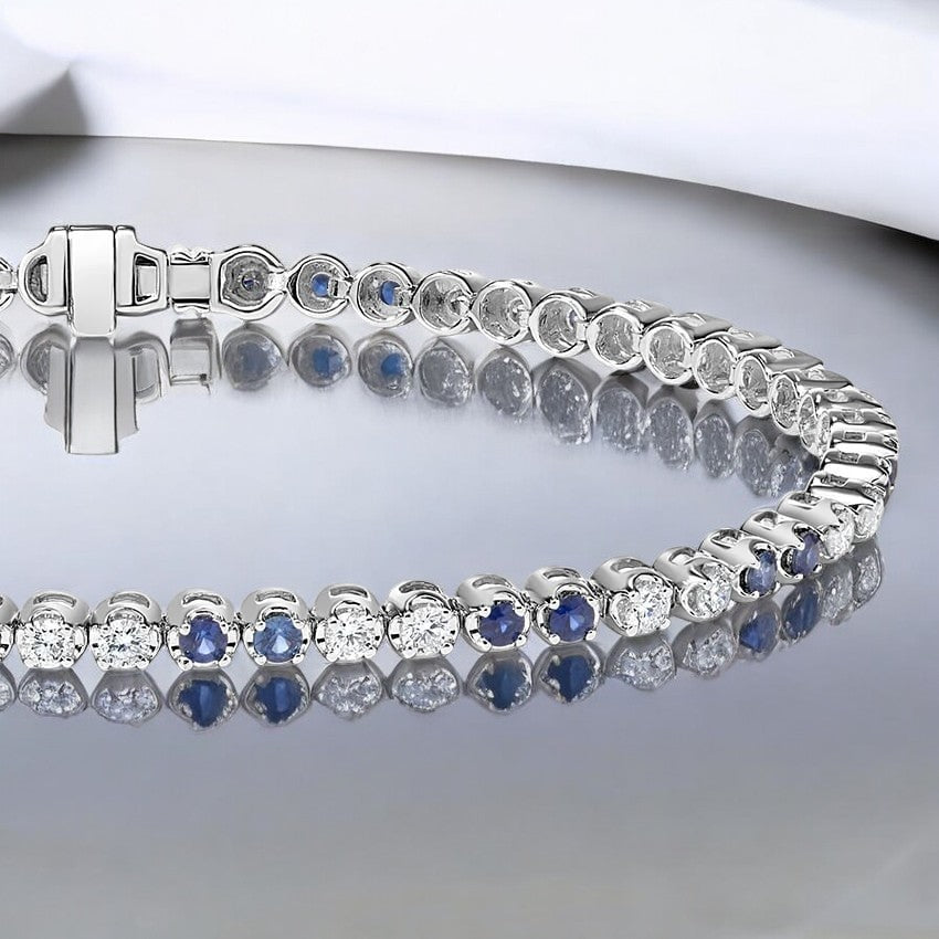White Sapphire and Lab Diamond Tennis Bracelet