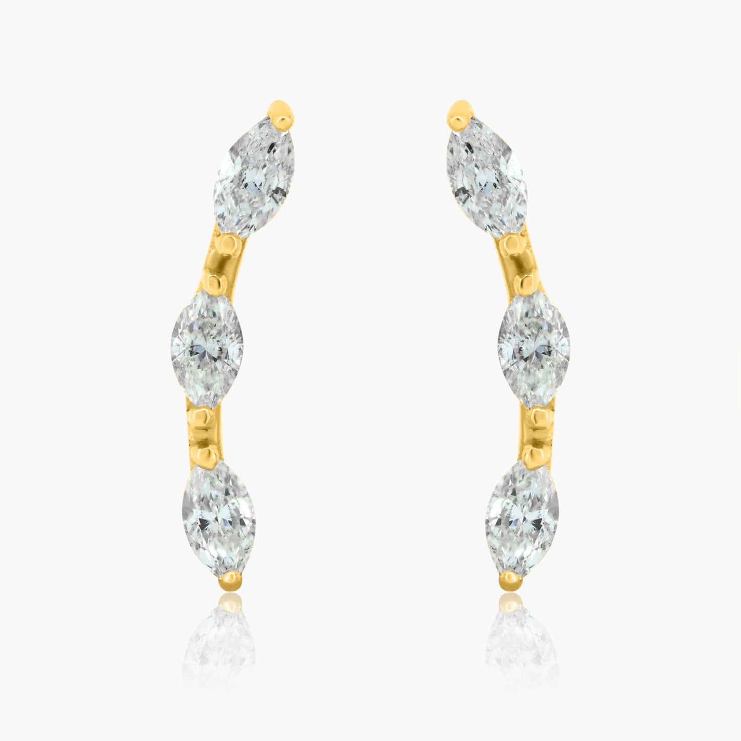 14K Yellow Gold Dainty Ear Climber Earrings - E60546302