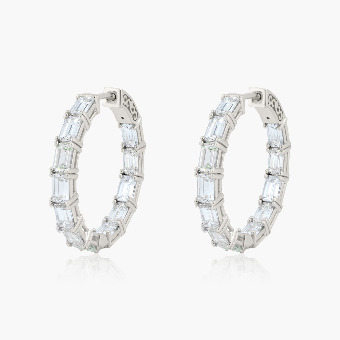 14K White Gold Round Diamond Hoops-EMJ4323-EM4.4X3SCEMC