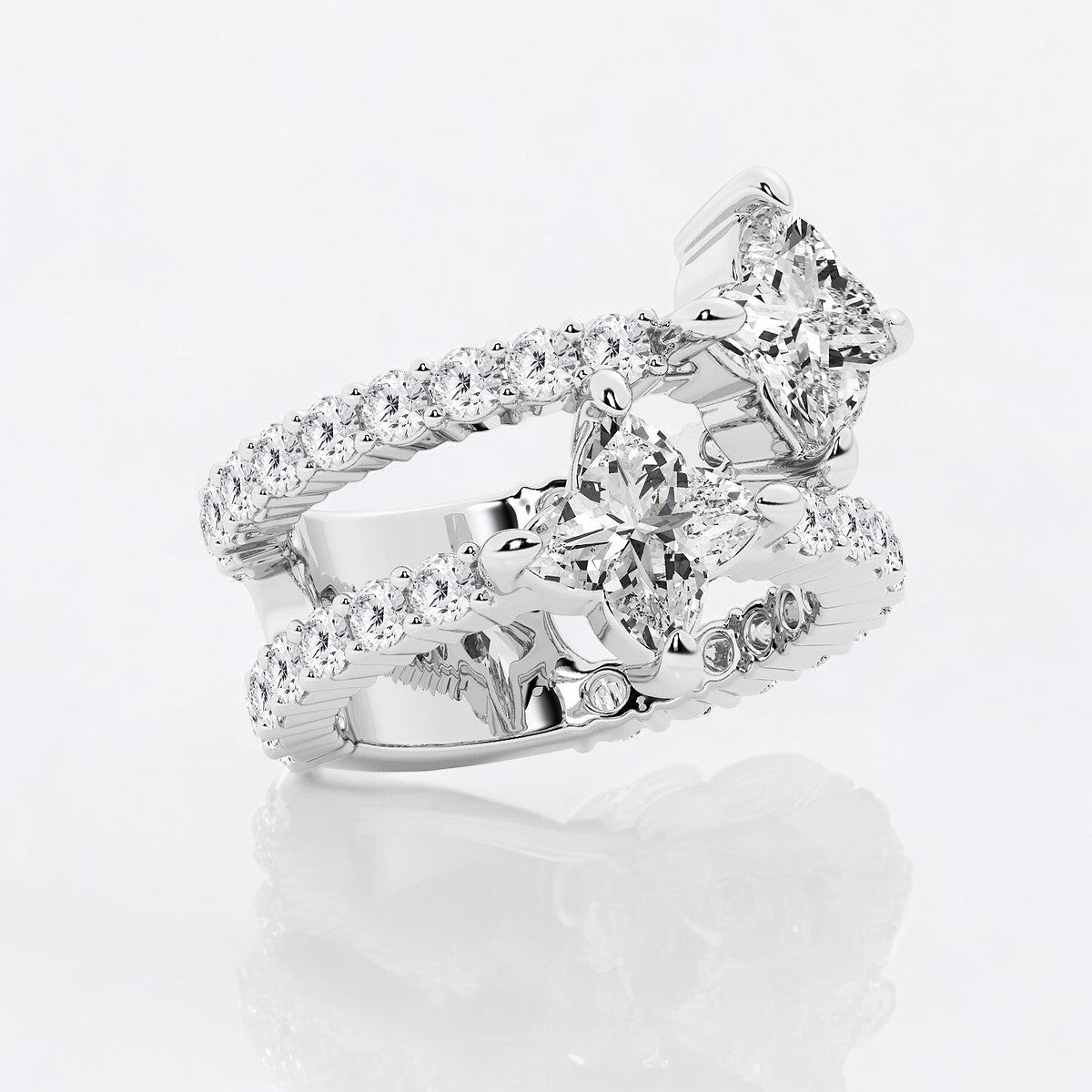 Flower Lab Grown Diamond Asymmetric Fashion Ring