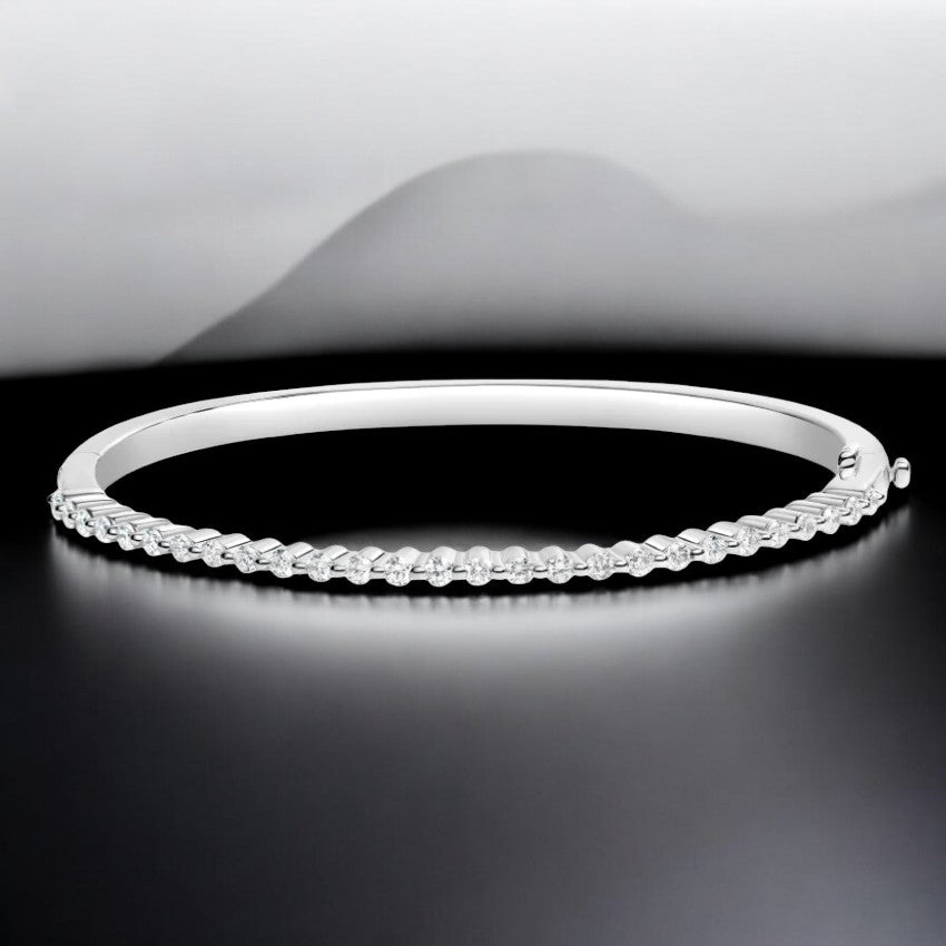 Lab Diamond Round Station Bangle Bracelet