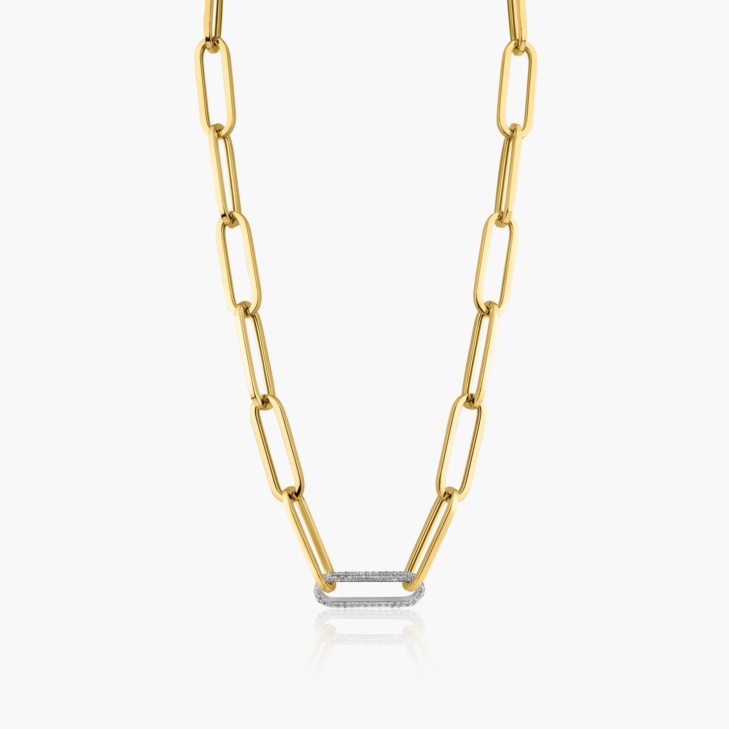 14K Two Tone Paper Clip Necklace-N0301NM