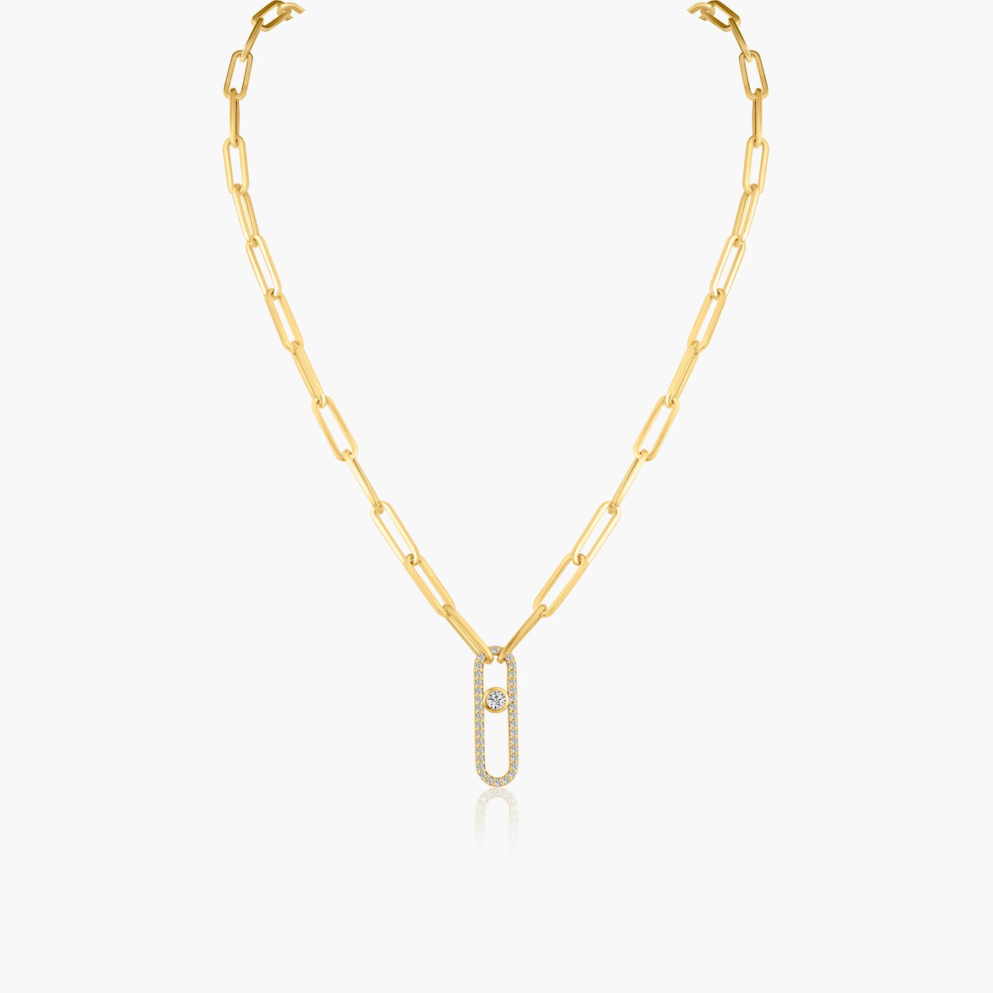 14K Yellow Gold Paper Clip Necklace-N60648101