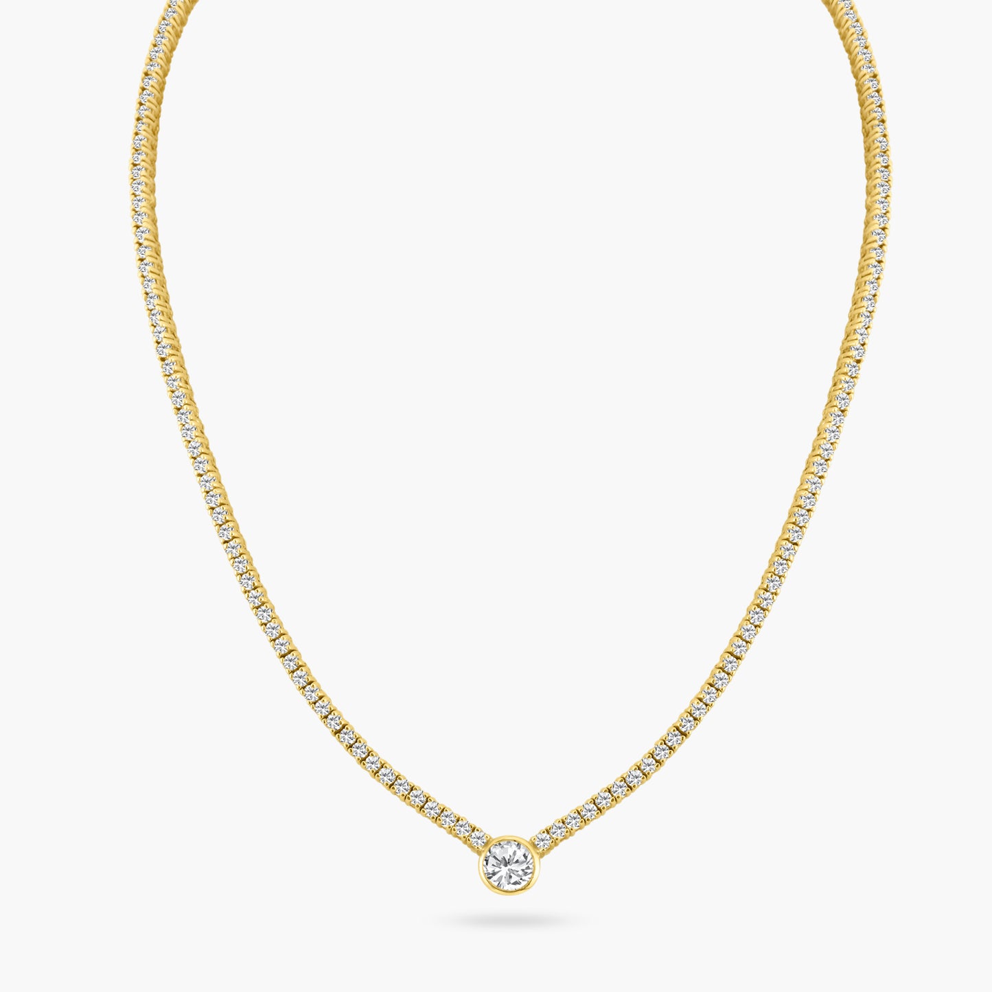 18K Yellow Gold Bezel Tennis Necklace - NT4-1.7-17N-1MC