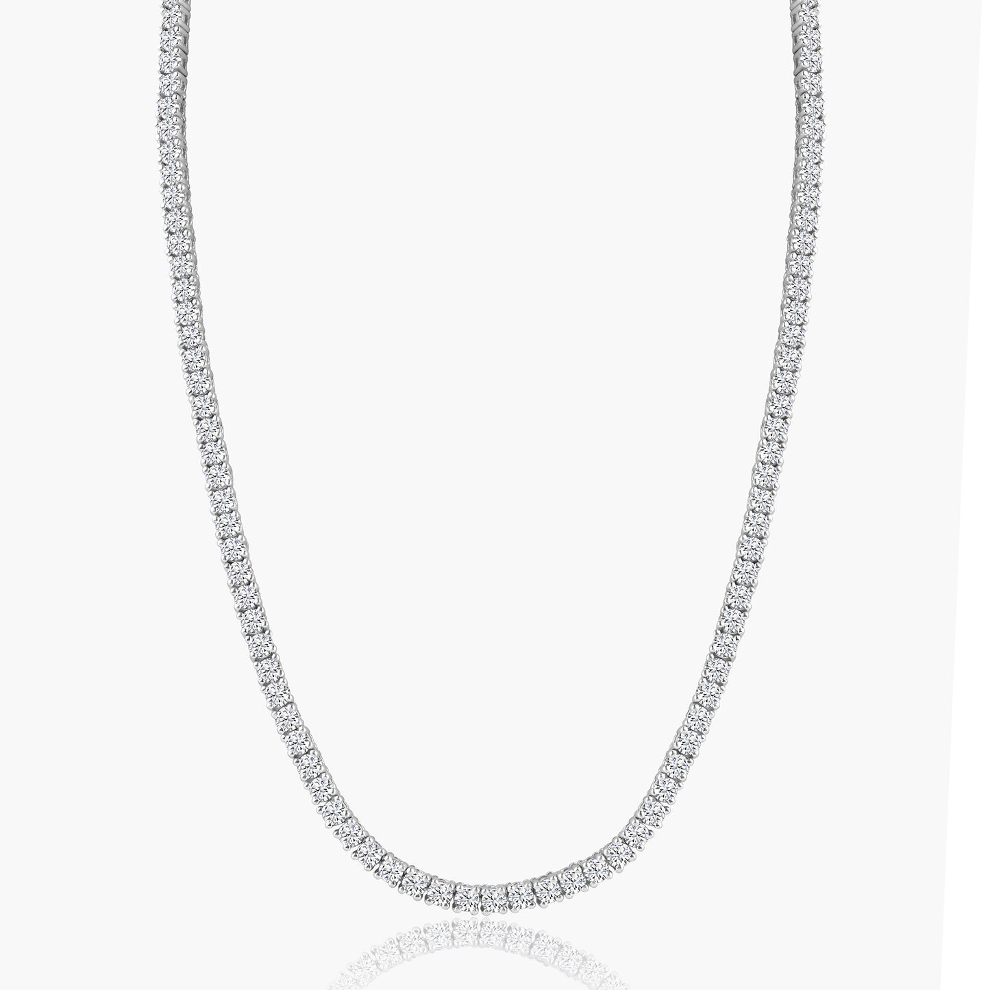 14K White Gold Tennis Necklace-NT42-2.7-17NMC
