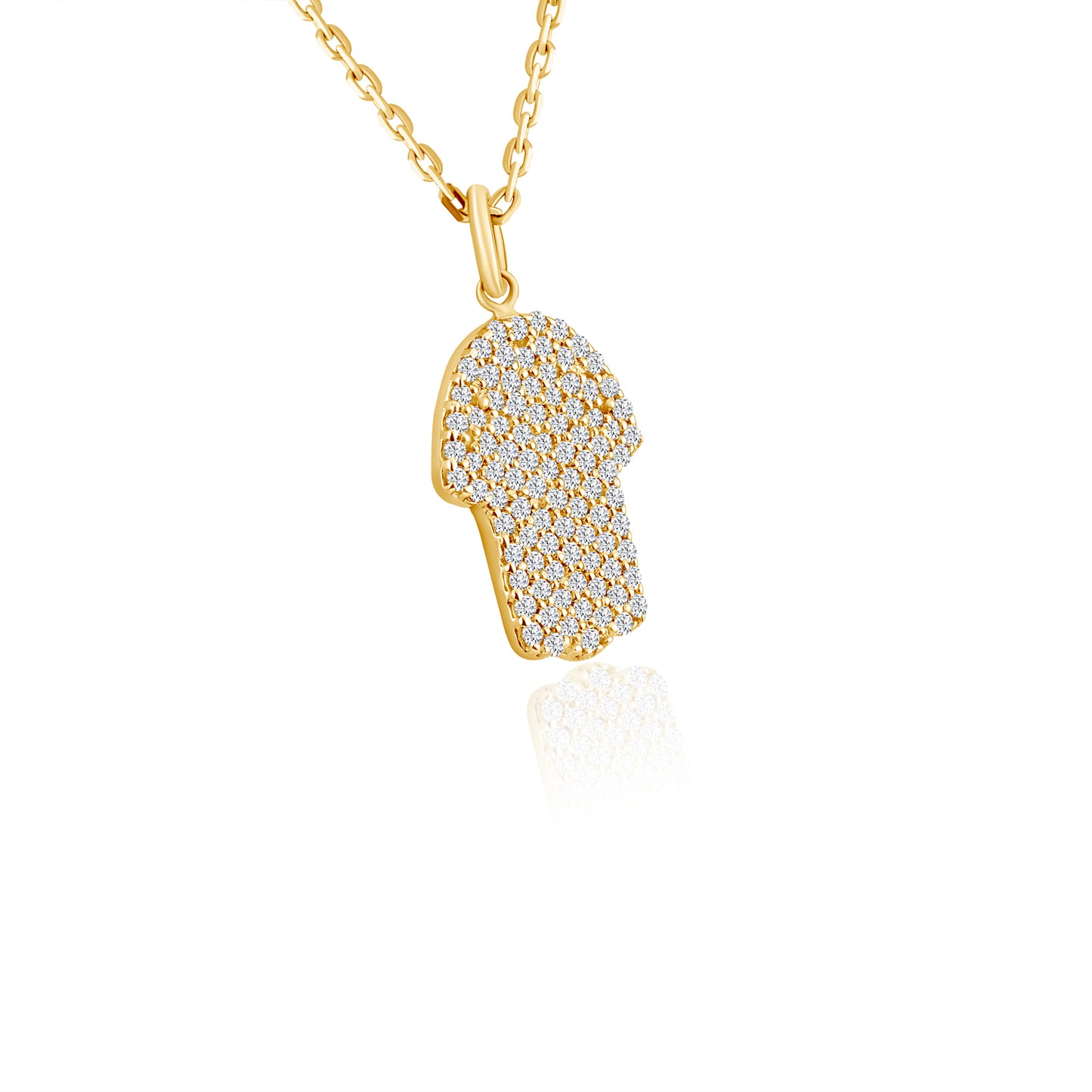 14K White Gold Dainty Hamsa Pendant - P601991R