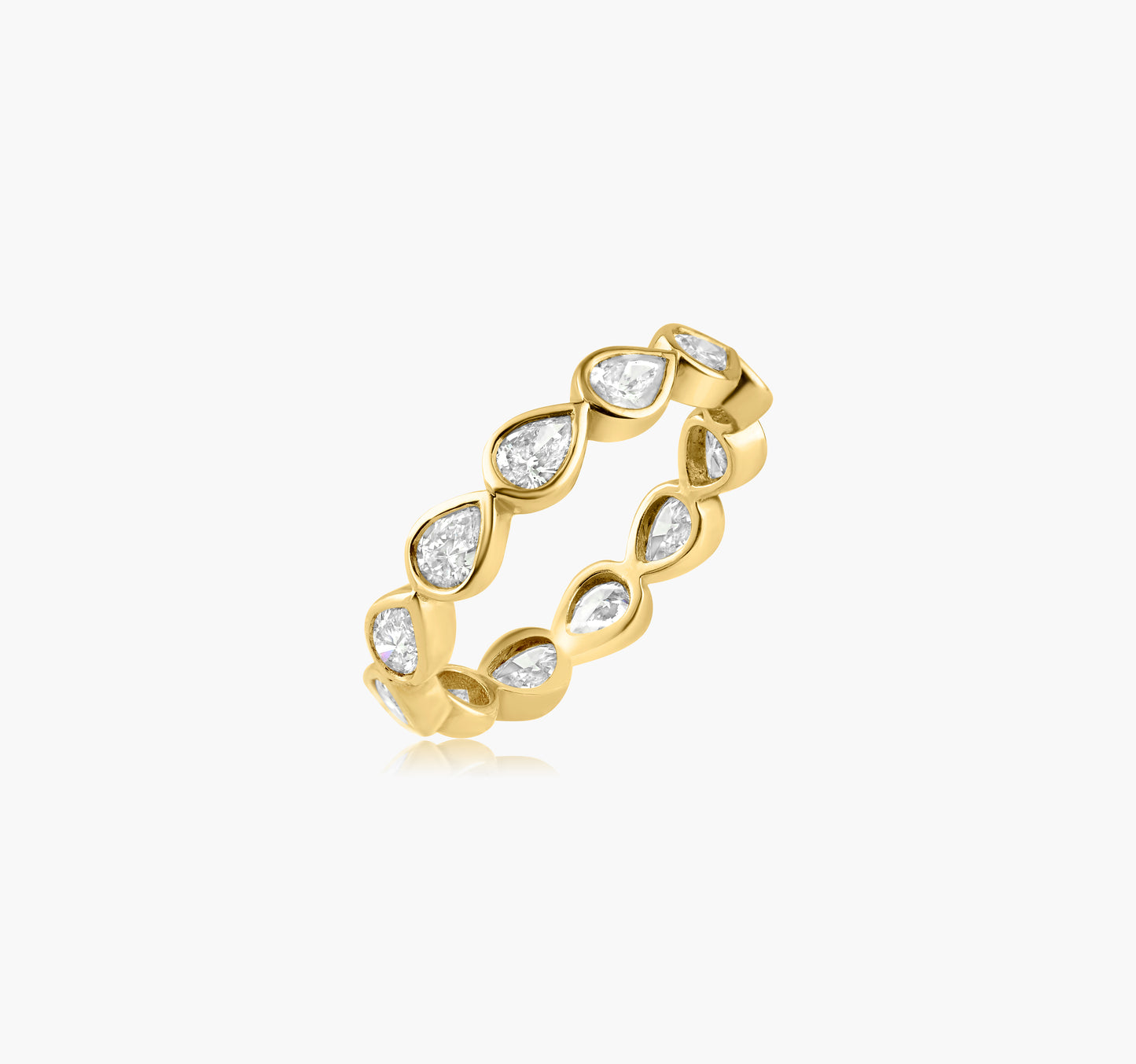 14K Yellow Gold Pear Bezel Eternity Band - R606026