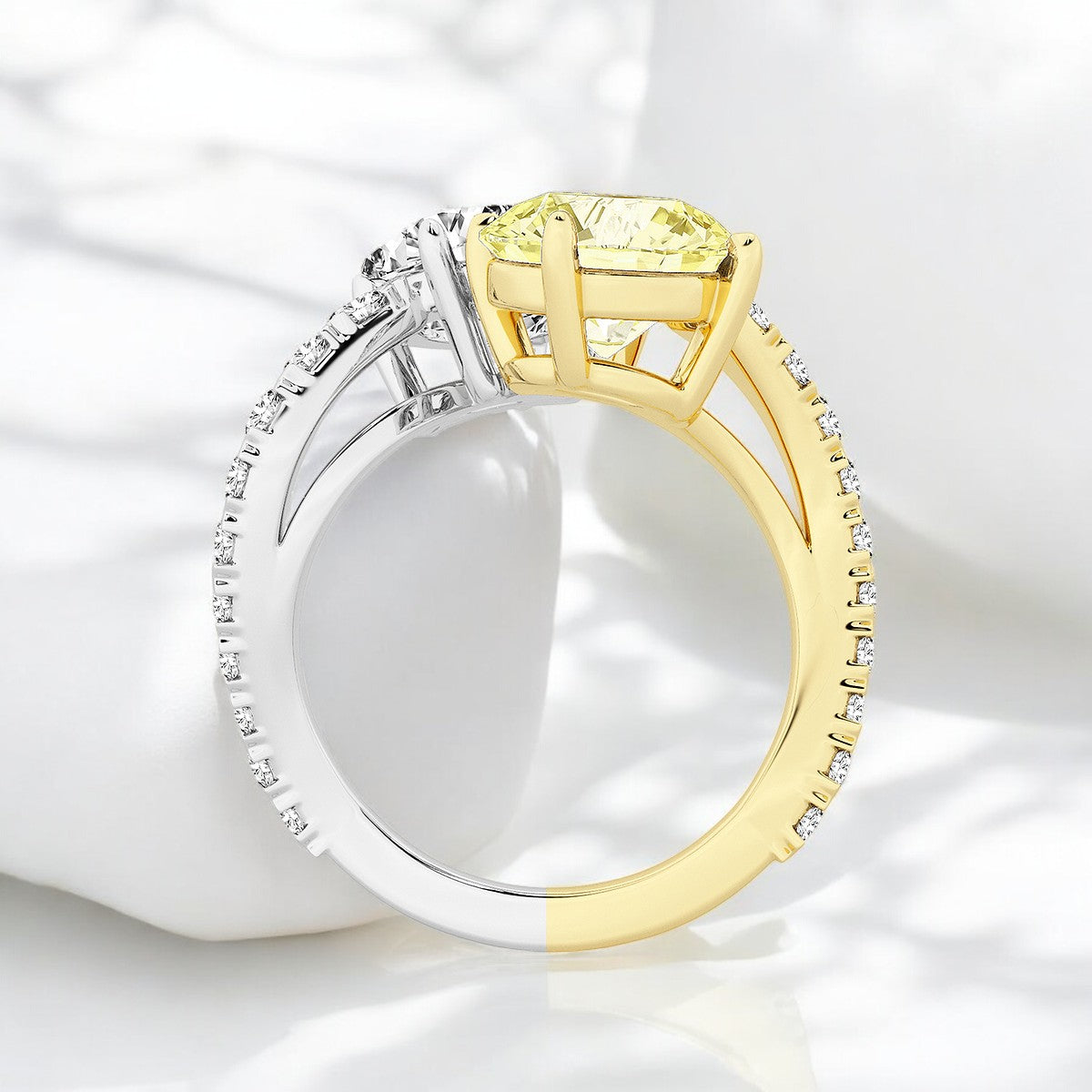 Fancy Yellow Round Lab Grown Diamond Bypass Fashion Ring