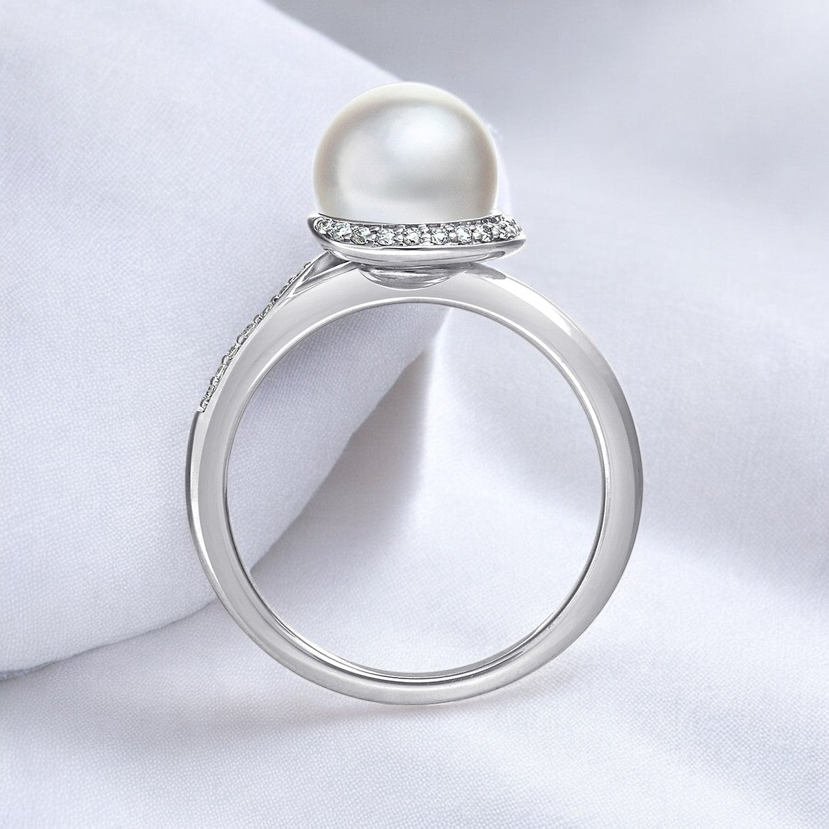 8 mm Akoya Pearl and Lab Grown Diamond Fashion Ring