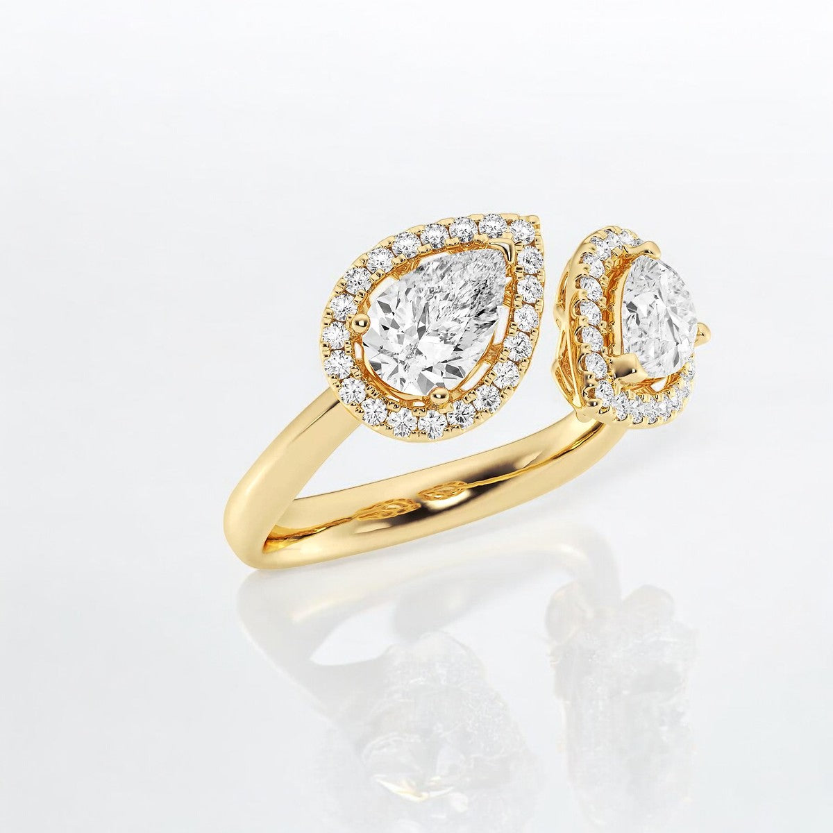 Pear and Round Lab Grown Diamond Halo Fashion Ring