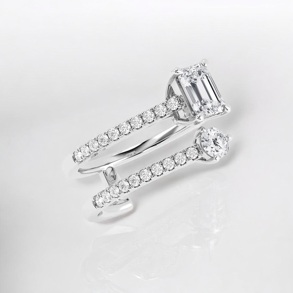 Toi Et Moi Emerald and Round Fashion Ring