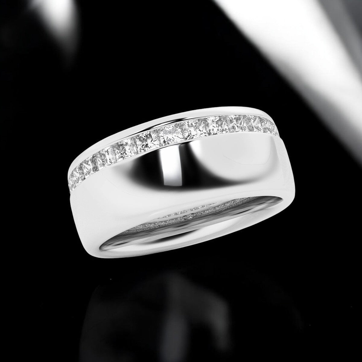 Princess Lab Grown Diamond Channel Set Cigar Fashion Band