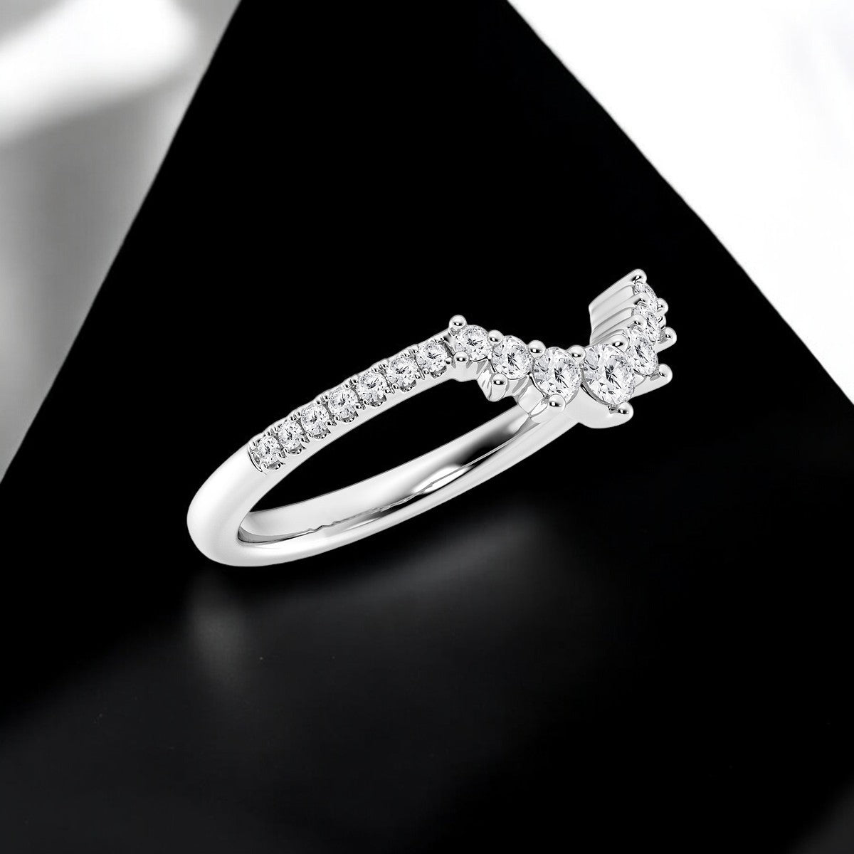 Round Lab Grown Diamond Graduated Crown Stackable Ring