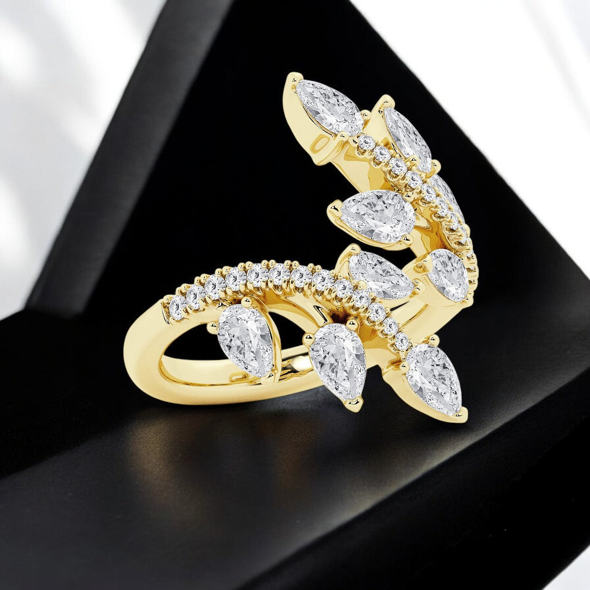 Pear Lab Grown Diamond Leaf Bypass Fashion Ring