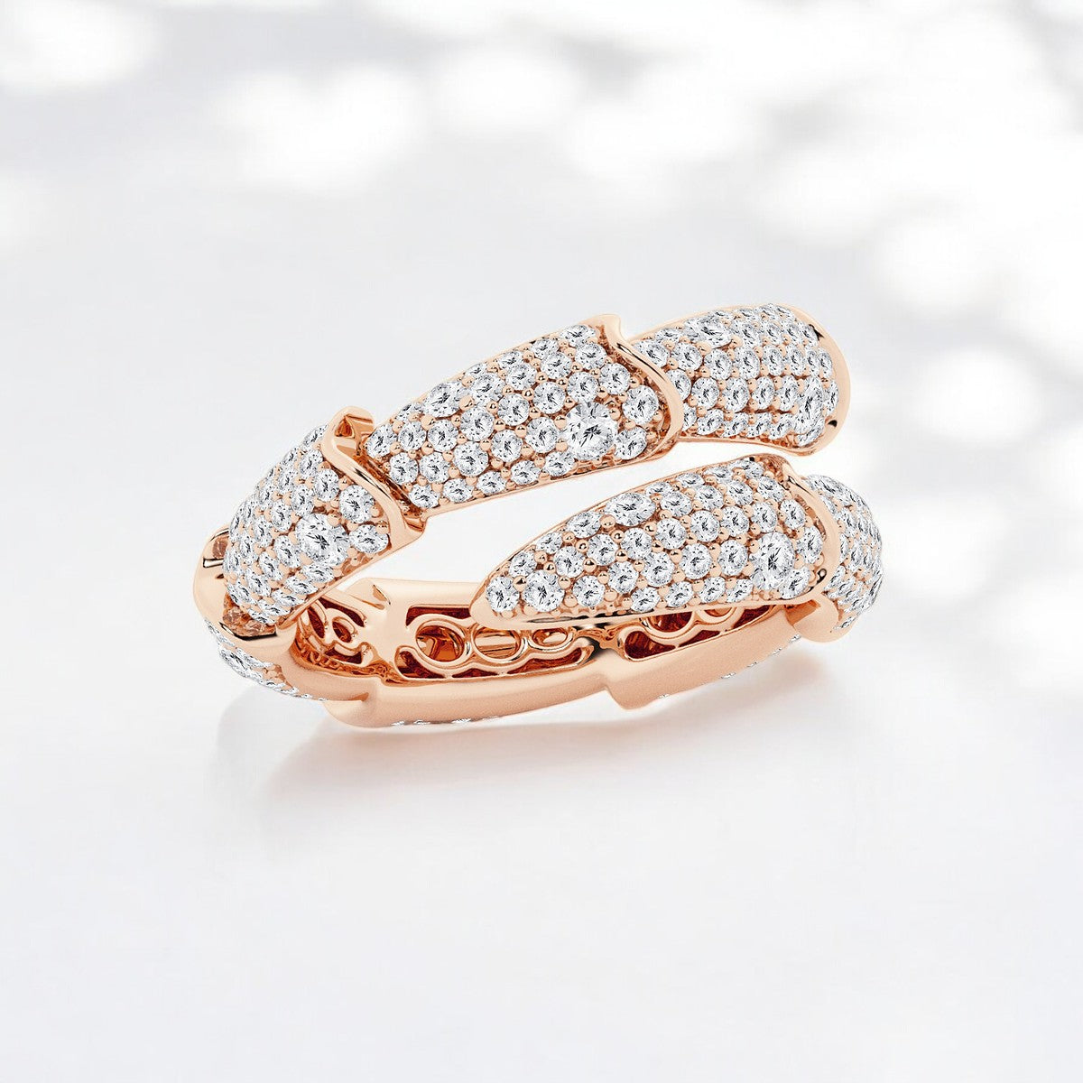 Round Lab Grown Diamond Pave Stacked Bypass Fashion Ring