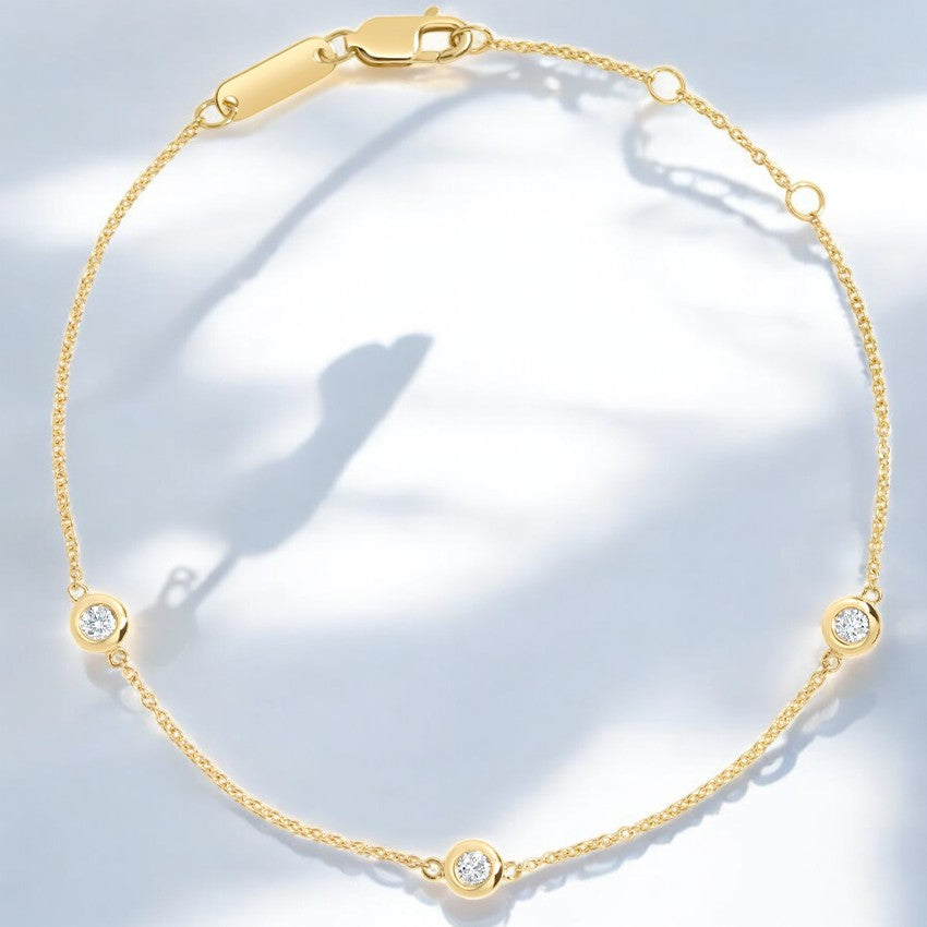 Lab Diamond Bezel Three Station Bracelet