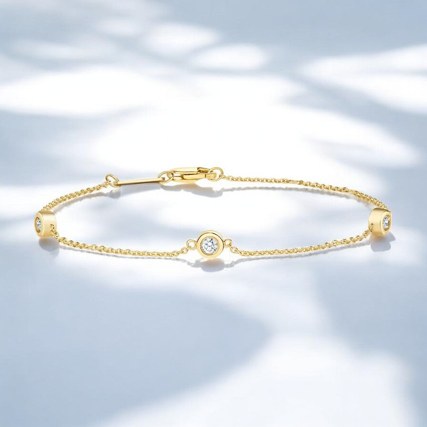 Lab Diamond Bezel Three Station Bracelet
