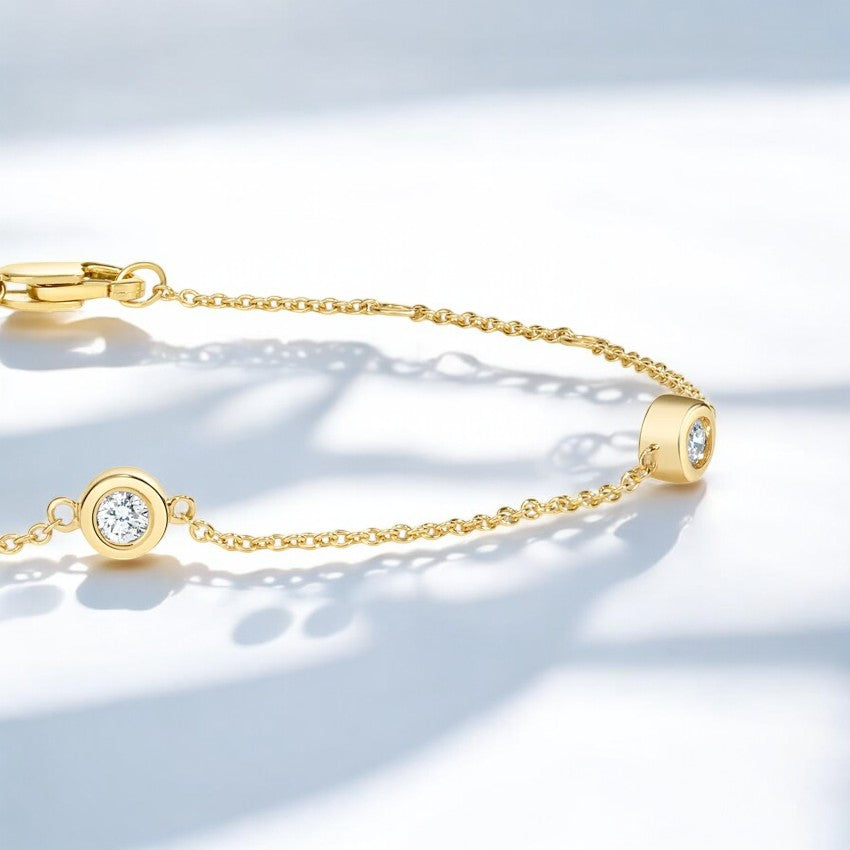 Lab Diamond Bezel Three Station Bracelet