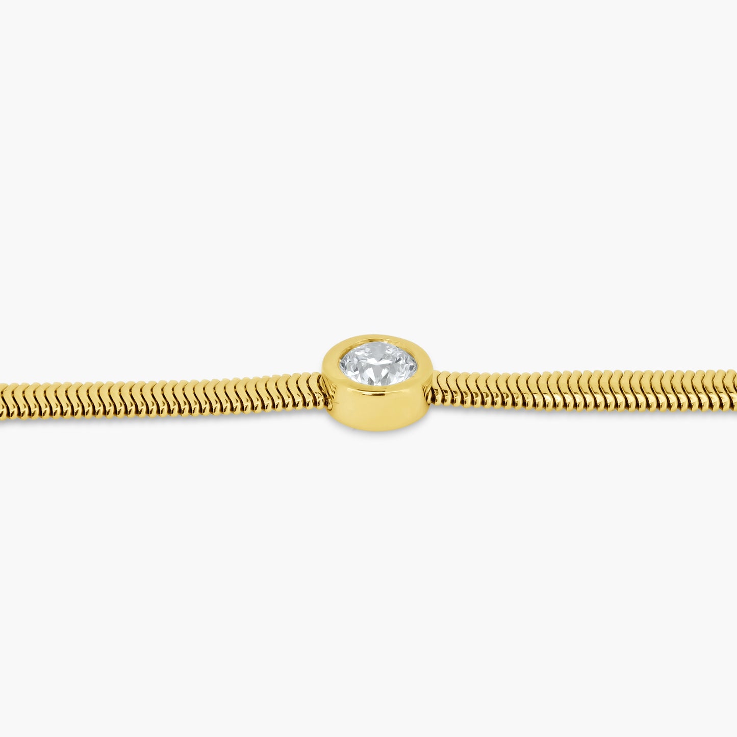 14K Yellow Gold Round Bezel Snake Bracelet - B050SE