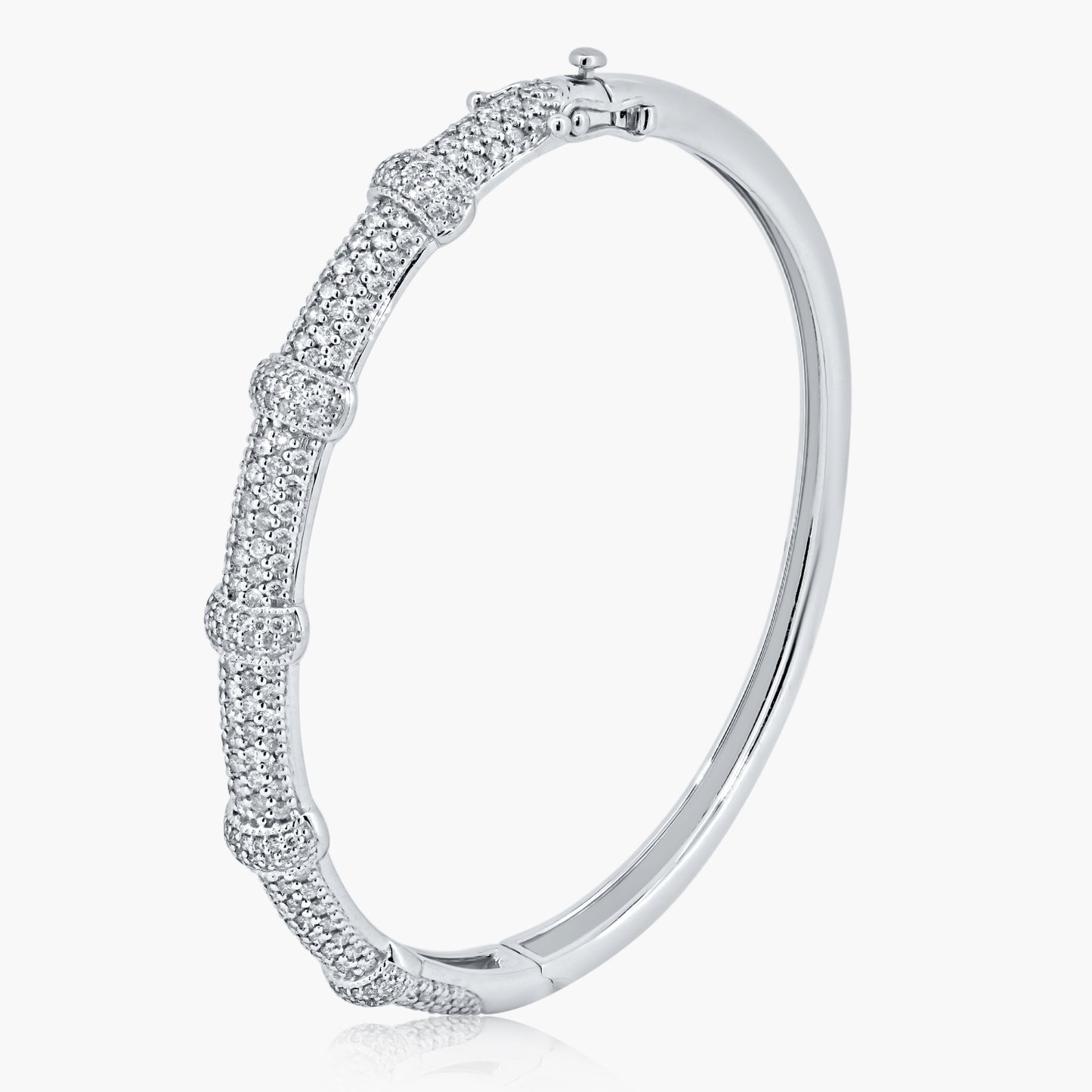 14K White Gold Pave Diamond Statement Bangle-BG120037BW