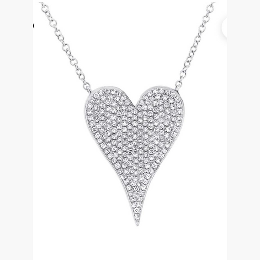 Large Size Pave Heart Necklace