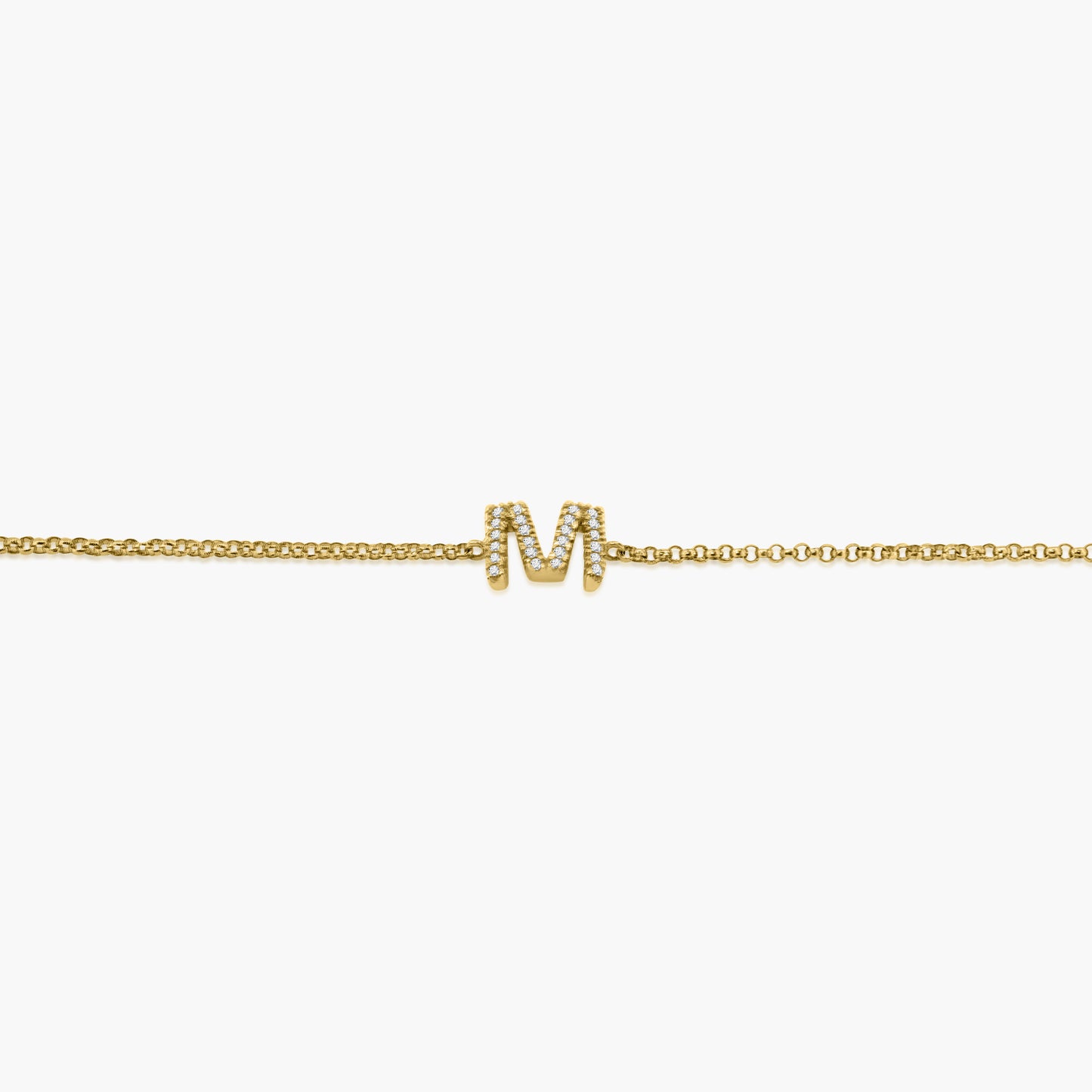 14K Yellow Gold Dainty Personalized Initial Bracelet-A605961