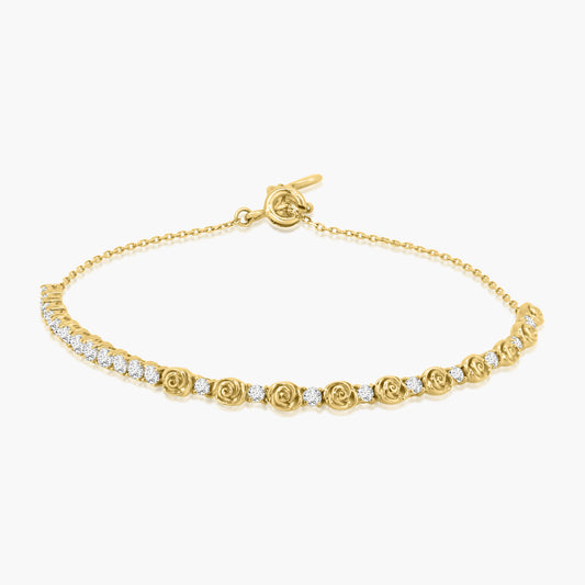 14K Yellow Gold Rose Bracelet - B-00072