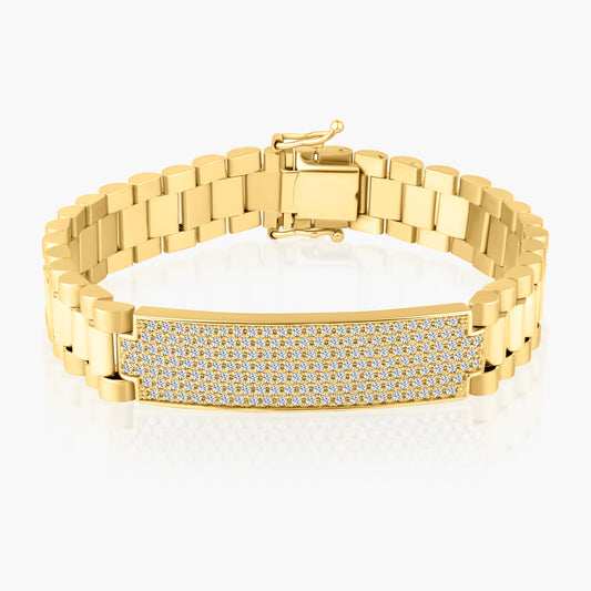 14K Yellow Gold Pave Diamond Bar Statement Bracelet-B-1APT12-TFAN