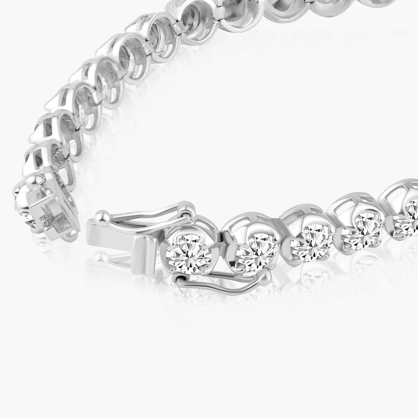 14K White Gold Round Diamond Tennis Bracelet - B-4.25MMKJ