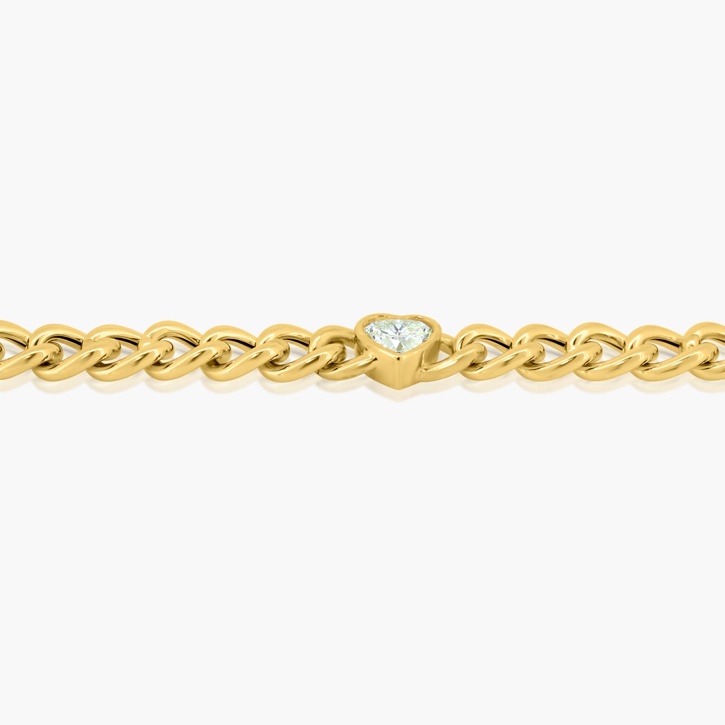 14K Yellow Gold Heart Bezel Chain Link Bracelet-B-HSB50SE-1