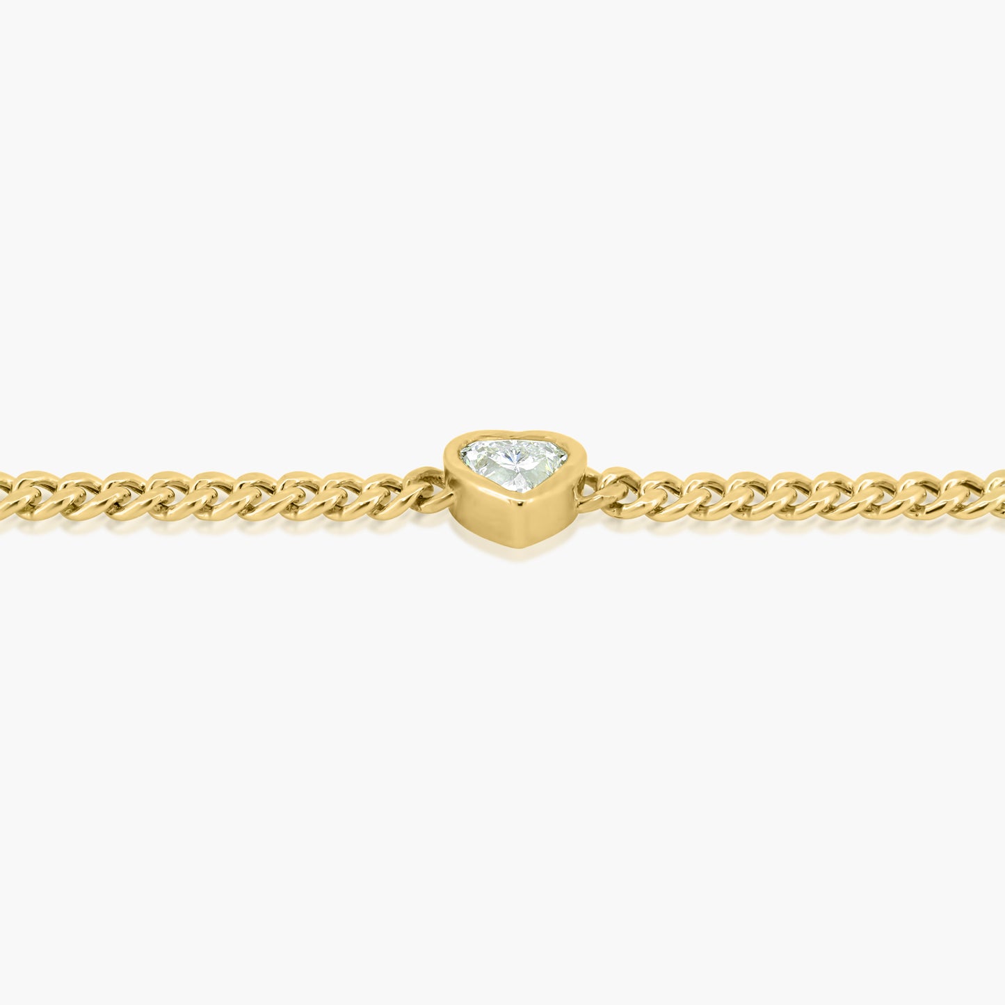 14K Yellow Gold Heart Bezel Chain Link Bracelet-B-HSB50SE